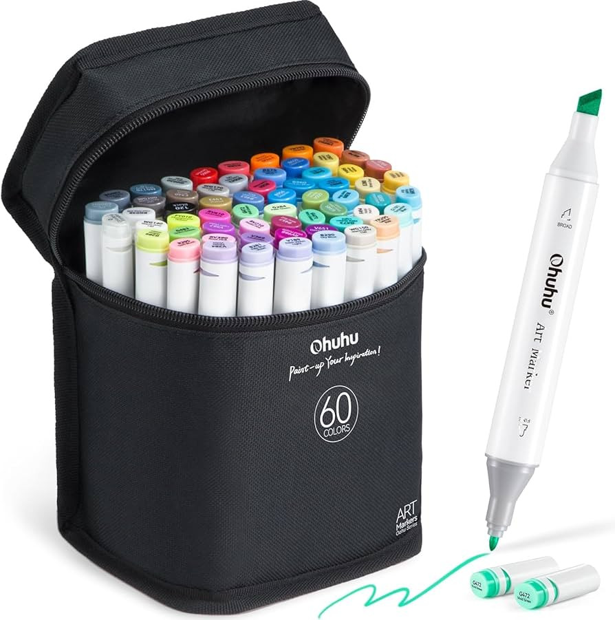 Ohuhu Markers, 60 Colours Dual Tips Alcohol Markers Permanent Art Marker Pens for Adults, Highlig... | Amazon (UK)