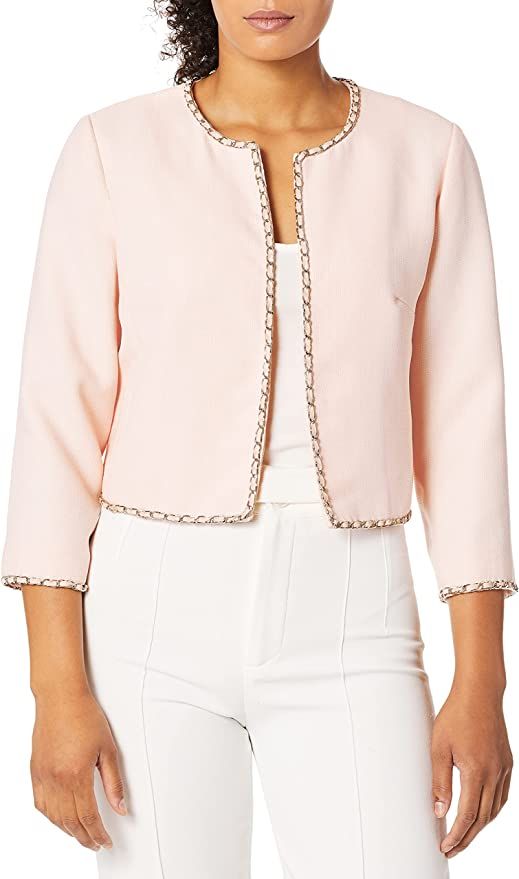 Karl Lagerfeld Paris Women's Tweed Jacket with Chain Detail | Amazon (US)