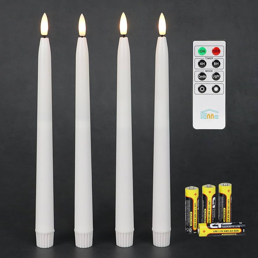 Fanna Flameless Taper Candles with Timer, Battery Operated Led Candle Sticks Real Wax Finished, R... | Amazon (US)