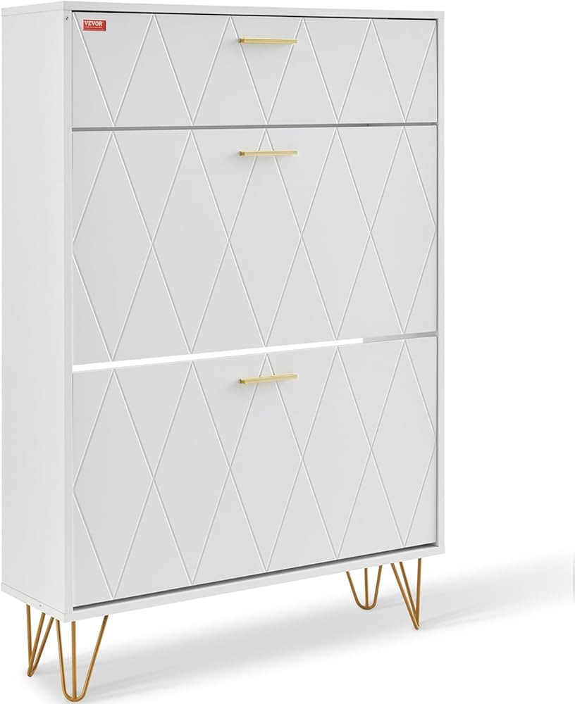 VEVOR Shoe Storage Cabinet for Entryway, 31.5" D x 9.4" W x 47.3" H, White | Amazon (US)