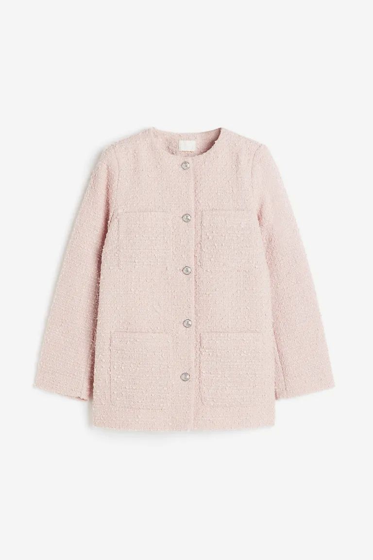 Bouclé Jacket - Light pink - Ladies | H&M US | H&M (US)