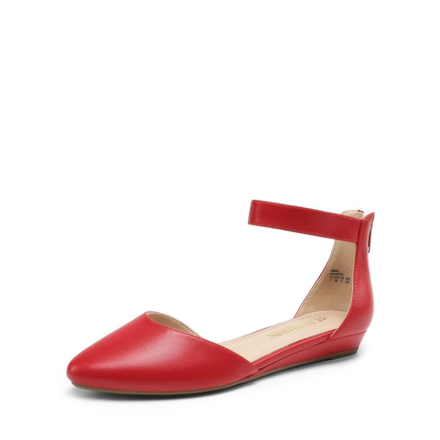 DREAM PAIRS Women's Low Wedge Ankle Strap Dress Flats Shoes | Amazon (US)