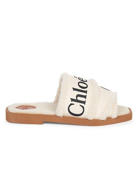 Woody Shearling-Trim Flat Sandals | Saks Fifth Avenue