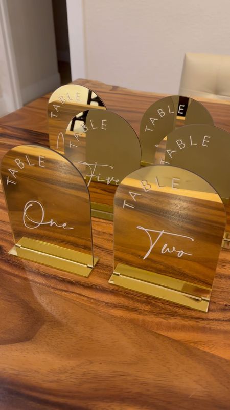 Our wedding table numbers are stunning! We love the mirrored gold acrylic 🤩

#LTKFind #LTKsalealert #LTKwedding