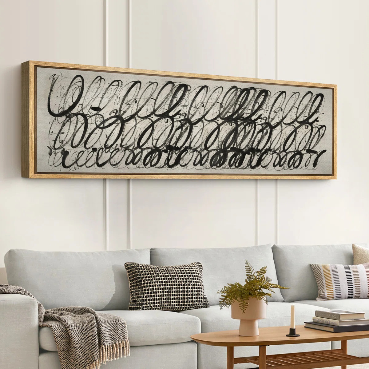 IDEA4WALL Abstract Calligraphy Black Framed On Canvas Print | Wayfair | Wayfair North America
