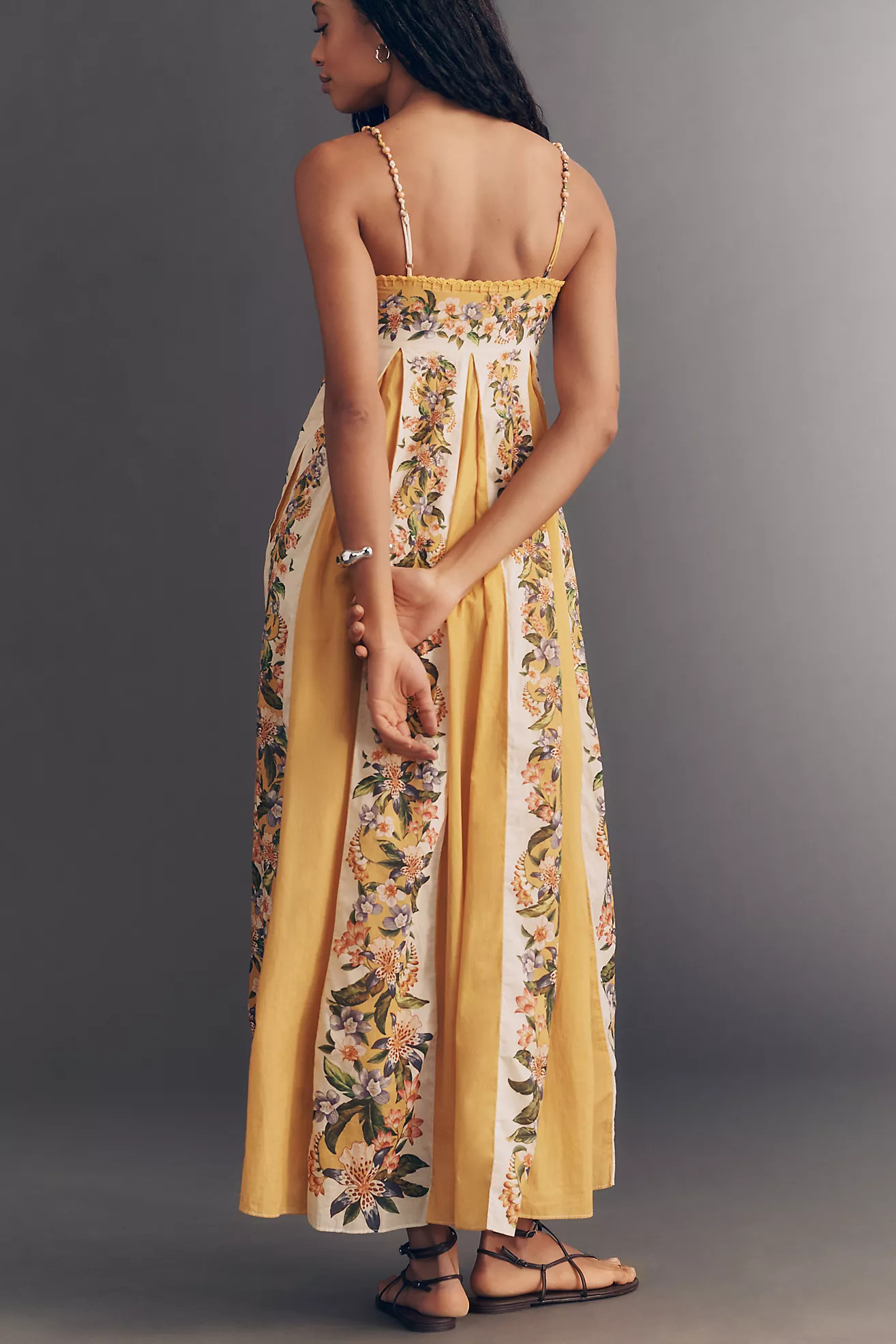 Farm Rio Sand Hilo Sleeveless A-Line Maxi Dress | Anthropologie (US)