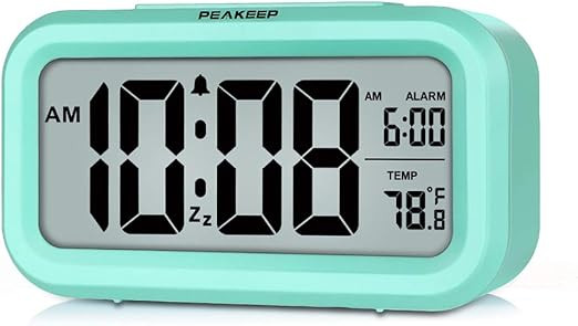 PEAKEEP Smart Night Light Digital Alarm Clock with Indoor Temperature, Battery Operated Desk Smal... | Amazon (US)