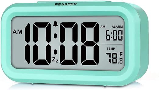 PEAKEEP Smart Night Light Digital Alarm Clock with Indoor Temperature, Battery Operated Desk Smal... | Amazon (US)