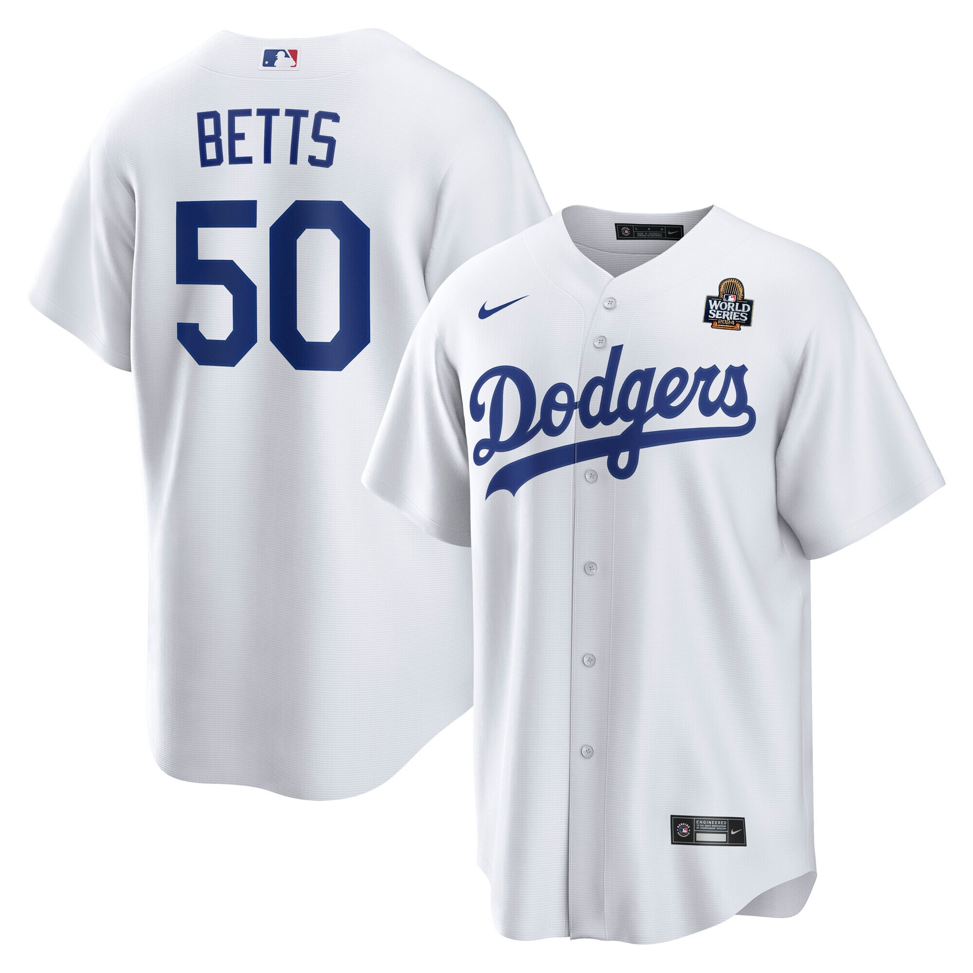 Men's Los Angeles Dodgers Mookie Betts Nike White 2024 World Series Home Replica Player Jersey | MLB Shop
