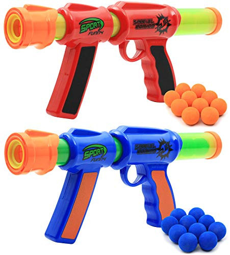 Kiddie Play Toy Foam Blasters & Guns Atomic Power Popper Ball Guns for Kids Air Shooter with Foam Balls (Pack of 2 Guns) | Amazon (US)