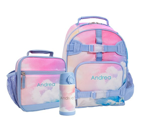 Mackenzie Rainbow Clouds Glitter Backpack & Lunch Bundle, Set of 3 | Pottery Barn Kids