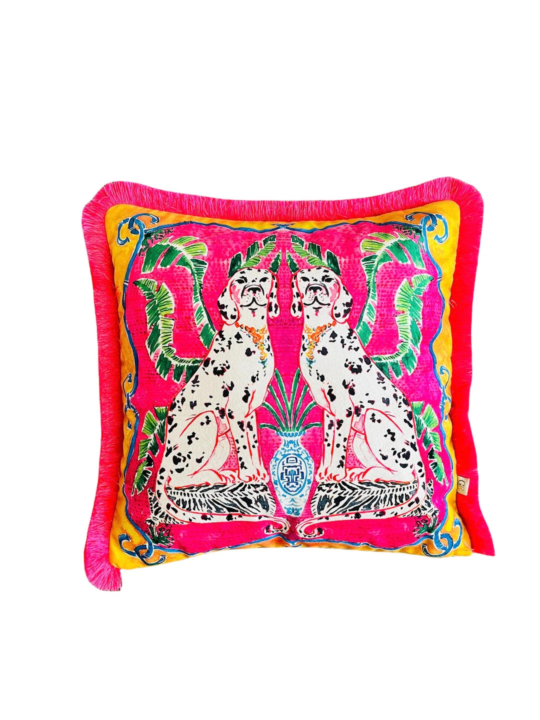 Dalmations Dog Pattern Throw Pillow Cover Pink Velvet Pillow Case Pink Tassel Cushion Unique Home... | Etsy (US)