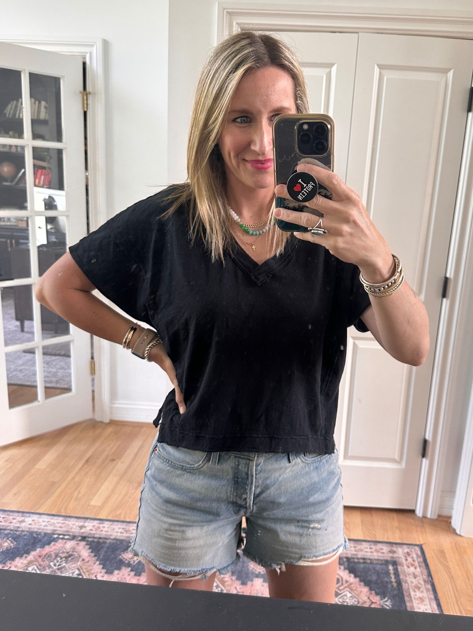 The best Jean shorts! Just enough stretch and great length. I bought my normal pants size! Wearing size 6, TTS. Also bought the white! 

#LTKFindsUnder50 #LTKStyleTip #LTKSaleAlert