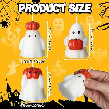 4 Pcs Halloween Ghost Candle Large Halloween Candle Pumpkin Spooky Ghost Candles White Ghost Shap... | Amazon (US)