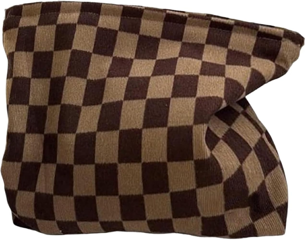 Travel Checkered Makeup Bag, Corduroy Cosmetic Bag for Purse, Small Cosmetic Zipper Pouch Cute Tr... | Amazon (US)