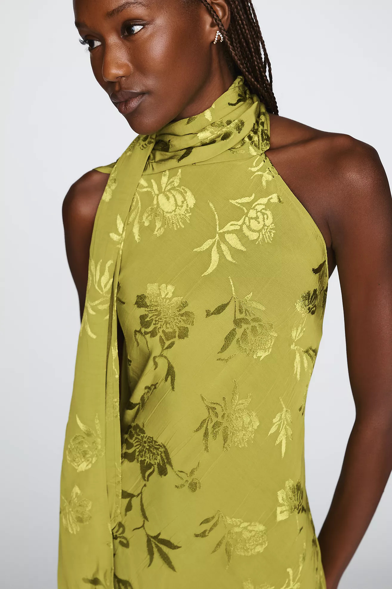 By Anthropologie Jacquard Halter Midi Dress | Anthropologie (US)