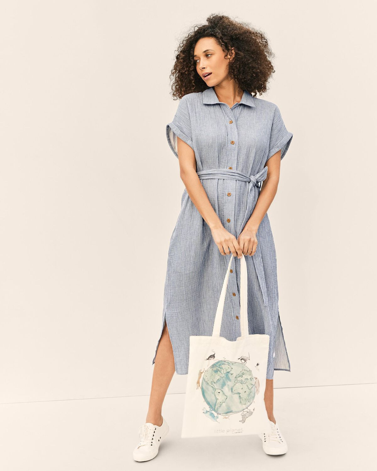 Beats Blue Stripe Adult  Women's Maternity Seaside Midi Shirtdress | carters.com | Carter's