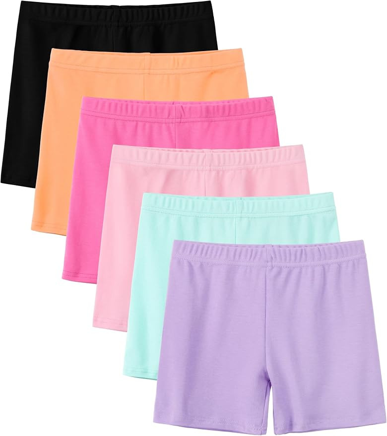 6 Pack Girls Bike Shorts Cotton Toddler Cartwheel Under Dress Dance Clothes | Amazon (US)