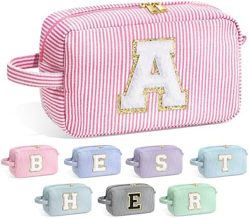 YOOLIFE Christmas Gifts for Women Teen Girls - Initial Makeup Bag Cosmetic Bag Toiletry Pouch, Pe... | Amazon (US)