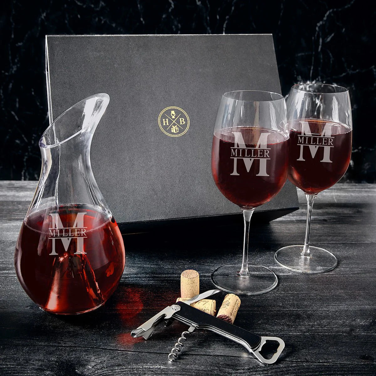Reims Custom 5pc Luxury Wine Gift Set with Decanter & Glasses | HomeWetBar.com