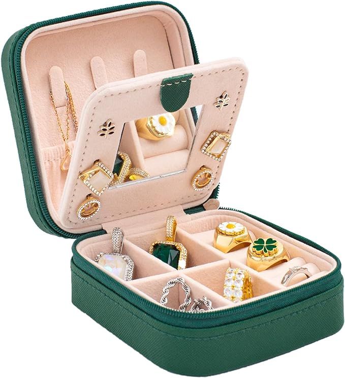 KElofoN Travel Jewelry Case and Organizer with Mirror - Gift for Women and Girls | Amazon (US)