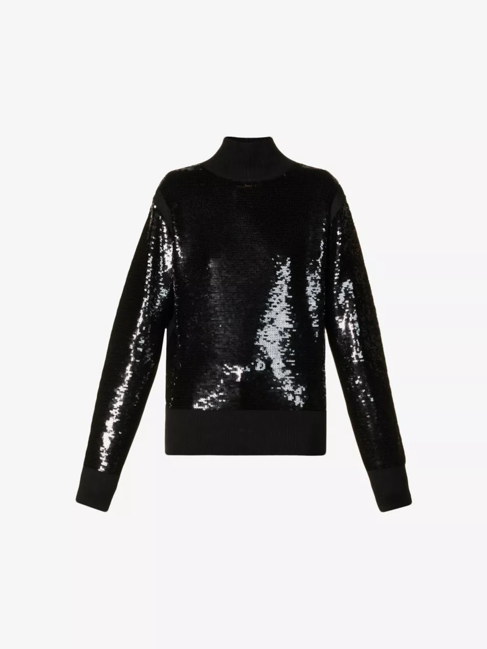 Sequin-embellished wool-blend knitted jumper | Selfridges
