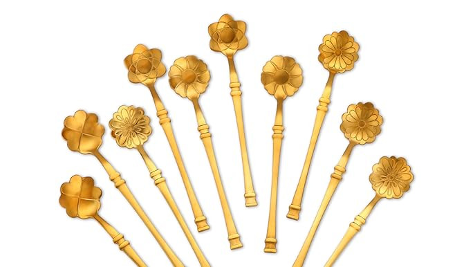 10 Pcs Flower Spoon Coffee Teaspoon Set, Stainless Steel Tableware Creative Dessert Spoons Sugar ... | Amazon (US)