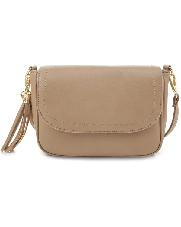 EVVE Small Crossbody Bag for Women Trendy Flap Saddle Purses with Tassel Vegan leather Shoulder B... | Amazon (US)