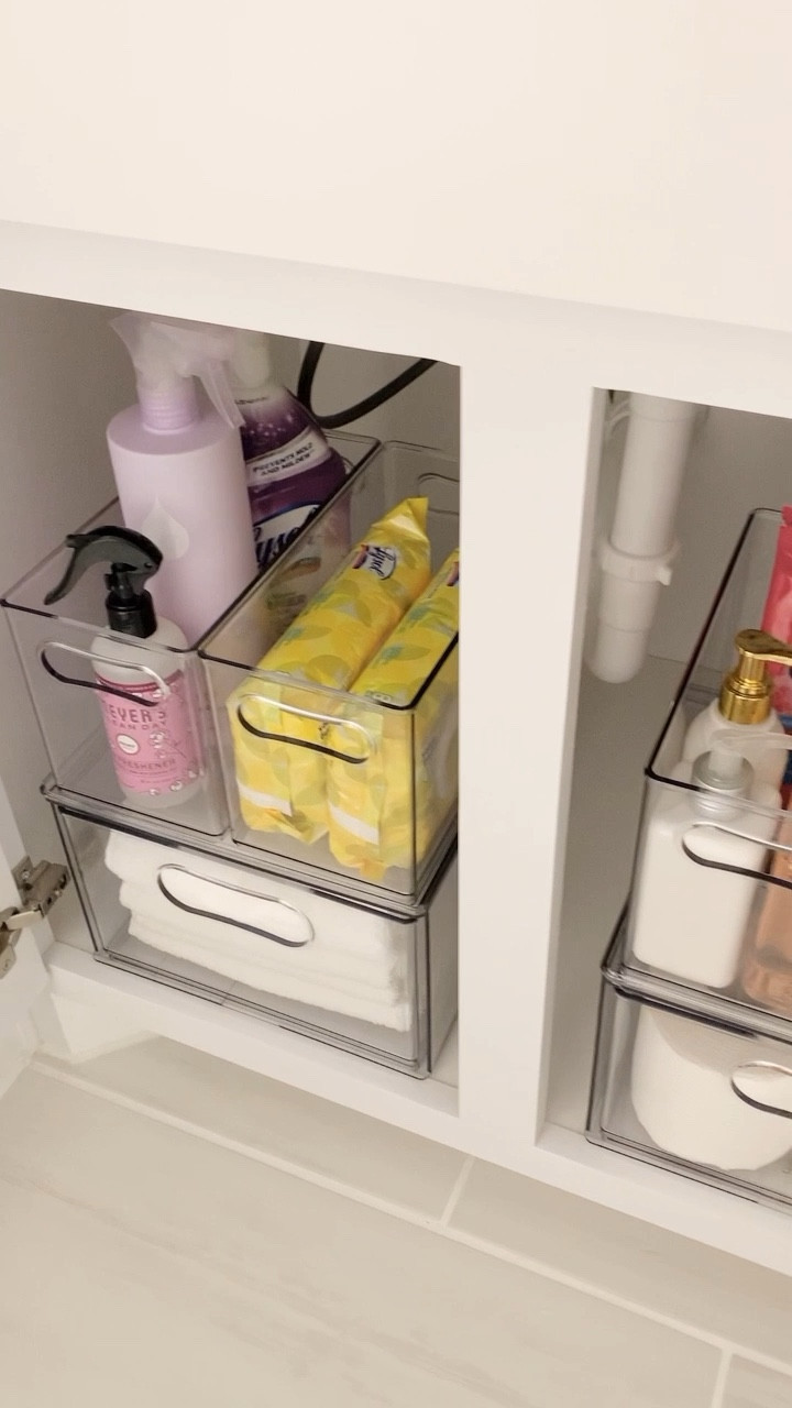 Quick and easy under  the sink organization  🌟 
Bathroom organization, stackable clear bins, stackable drawers the home edit powered bath under the kitchen sink organizer  

#LTKhome #LTKstyletip #LTKFind
