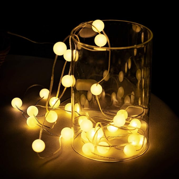 Globe String Lights for Bedroom, Christmas Decoration Ball Lights 10 Ft 30 LEDs 8 Lighting Modes ... | Amazon (US)