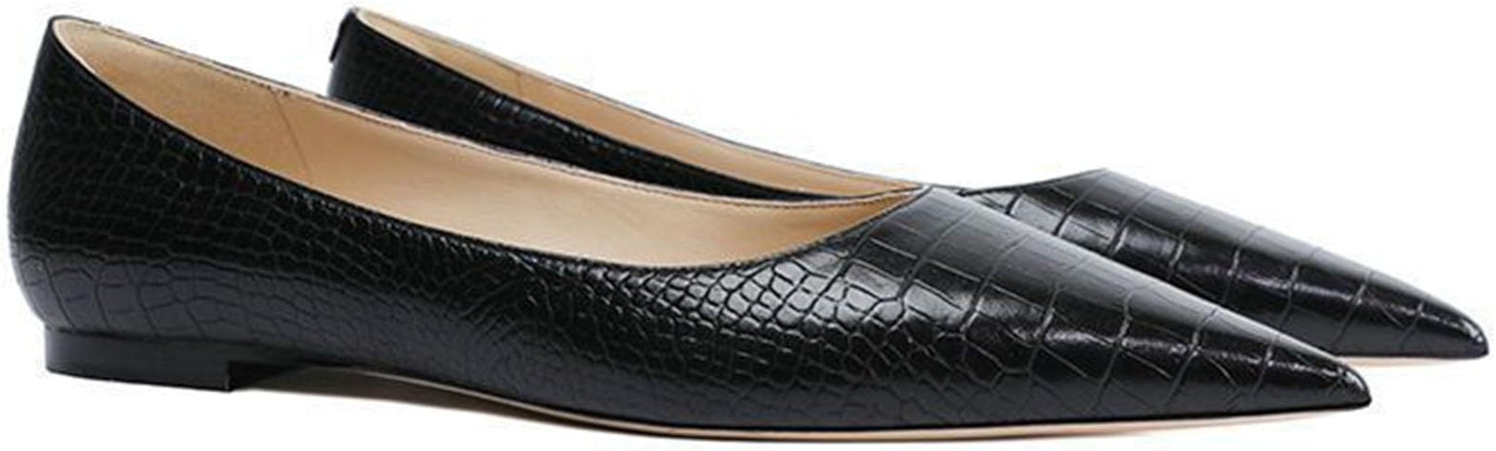 Women's Fashion Patent Leather Pointed Toe Shallow Mouth Flat Shoes Summer Closed Toe Comfort Dre... | Amazon (US)