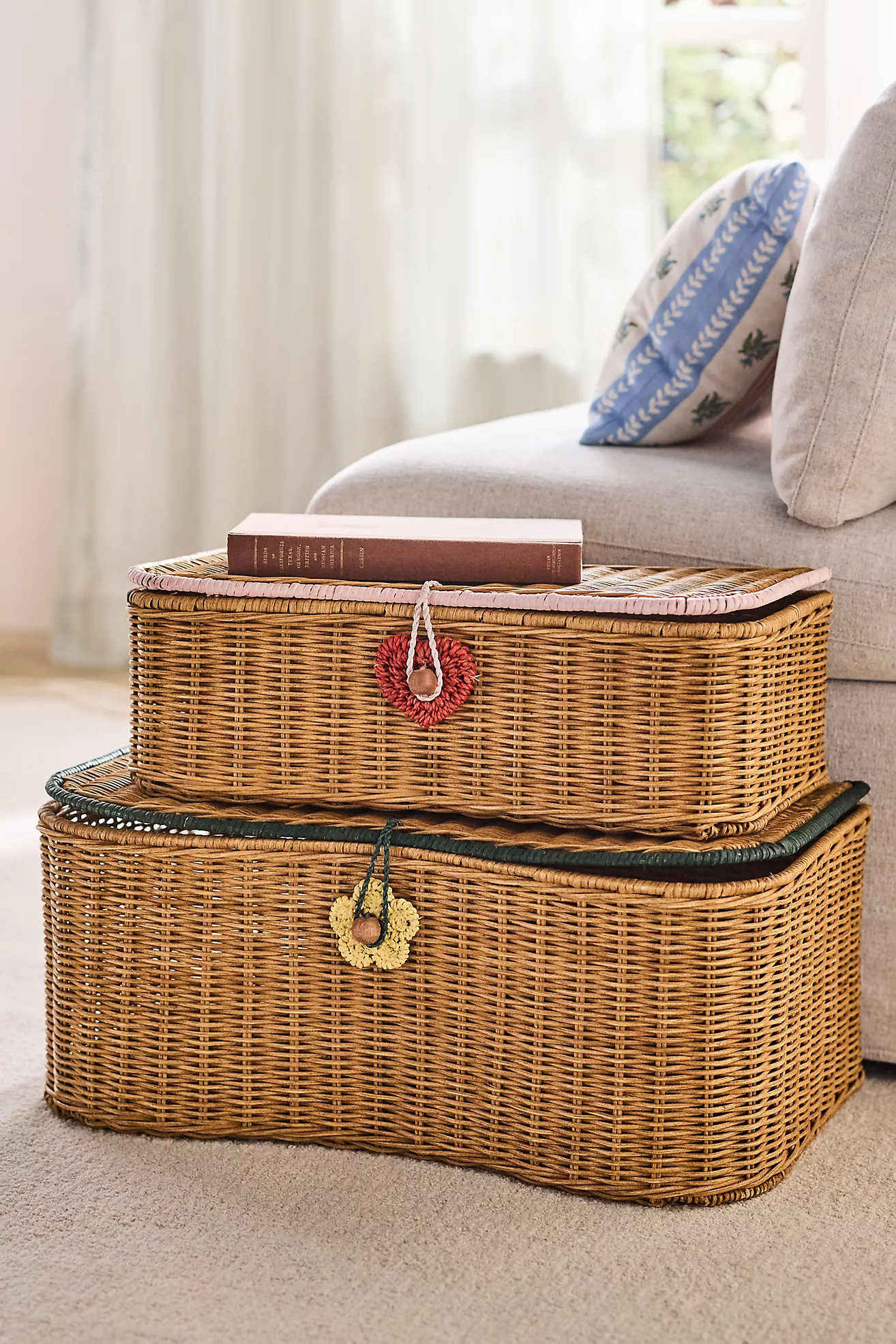 Burke Lidded Wicker Basket | Anthropologie (US)