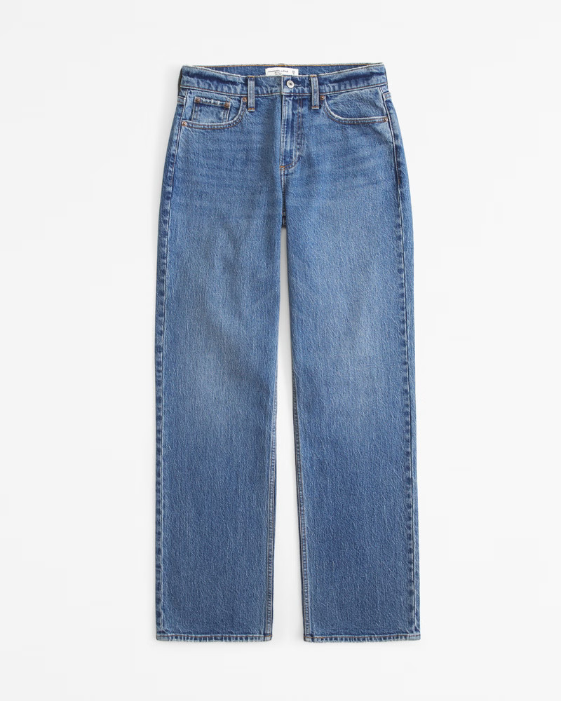 Abercrombie & Fitch Women's Low Rise Baggy Jean in Medium - Size 30 X-LONG | Abercrombie & Fitch (US)