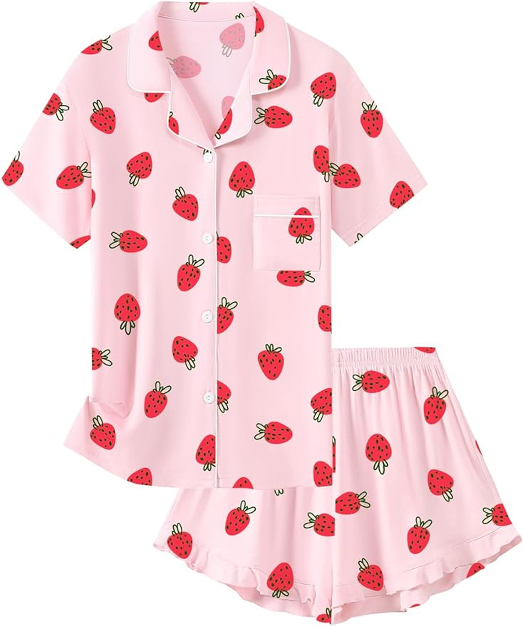 Schbbbta Girls Pajamas Set 2 Piece Button Down Pjs Soft Ruffle Sleepwear Loungewear | Amazon (US)