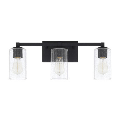 Ravenwood Bath Vanity, 3-Light, Black Iron, Clear Seeded Glass, 23""W (119831BI-435 X8LE) | Lighting Reimagined