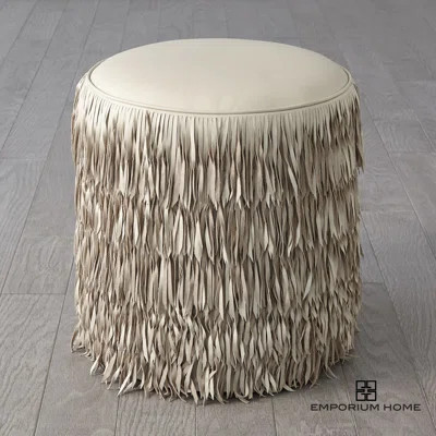 Emporium Home Fringe Ottoman-Light Gray Marble Leather | Wayfair North America