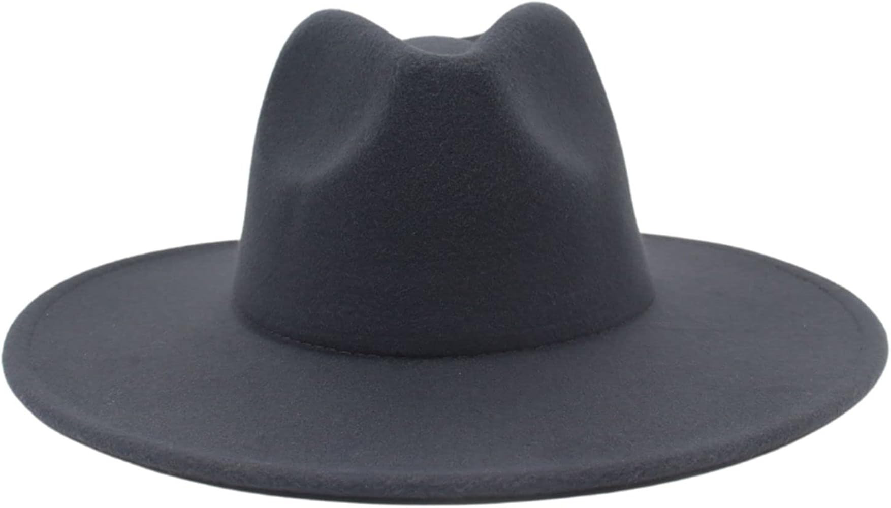 YESBOR Womens Mens Retro Wide Brim Fedora Trilby Hat Vintage Solid Color Jazz Cap | Amazon (US)