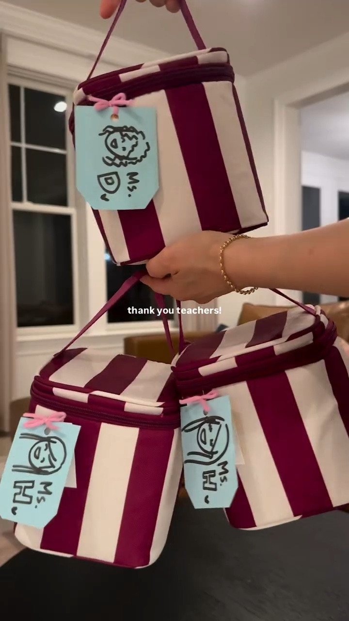 Teacher Appreciation Week is coming, and I wanted to take the time to pick gifts they would truly use and appreciate. I quickly realized cute gift bags are so expensive, so I was way too happy to find these $4.99 cooler bags instead. Practical, cute, and something they can actually reuse. It is sized to fit 4 cans.

Cooler Bag @target from Sun Squad ($5 each)
The perfect apple drink @drinkolipop 
Lip Balm Set @burtsbees 
My favorite K-Beauty Masks @mediheal_usa @biodance_official