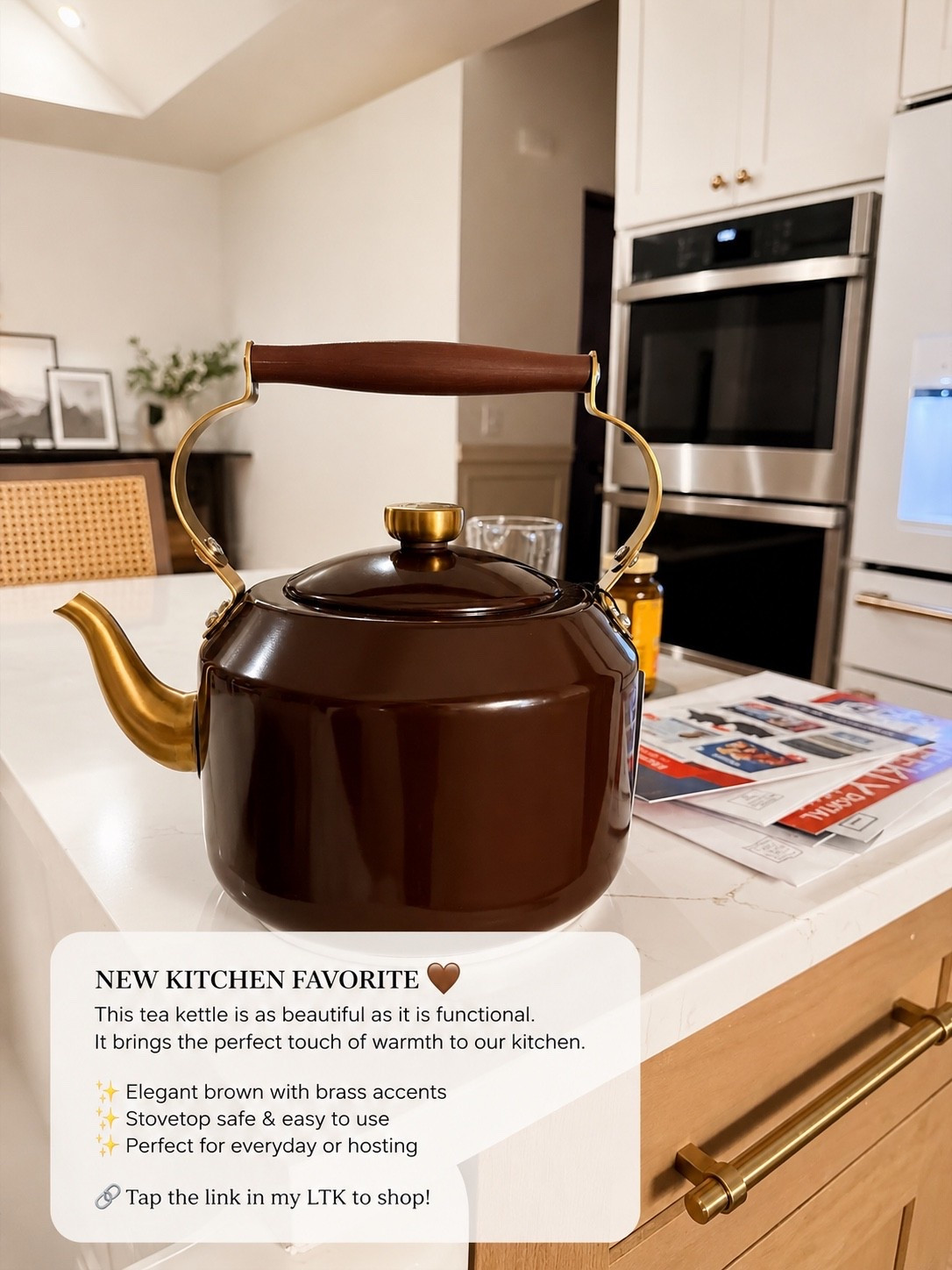 My newest kitchen obsession 🤎✨

The little details make the biggest difference, and this gorgeous brown tea kettle adds the perfect warm, European-inspired touch to my kitchen. Functional, timeless, and beautiful enough to leave on the stovetop every day.

I’ve linked it in my LTK along with a few of my favorite kitchen essentials! ☕️🏡

#LTKHome #KitchenDecor #EuropeanFarmhouse #ModernHome #NeutralHome #KitchenInspo #CozyHome #HomeFavorites #KitchenEssentials #LTKFinds

#LTKHome #LTKSeasonal #LTKmorningroutine