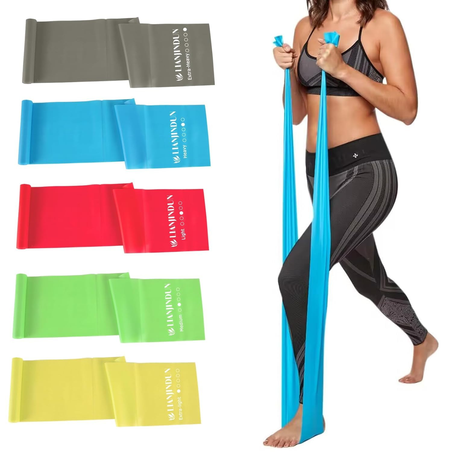 Lianjindun 5 Pcs Professional Resistance Bands. Latex-Free, Pilates Band, Work Out Bands, Stretch... | Amazon (US)