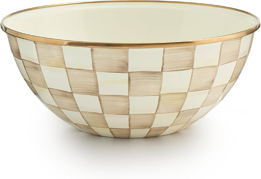 MACKENZIE-CHILDS Enamel Everyday Bowl, Serving Bowl for Entertaining, Large, Brown-and-White Moch... | Amazon (US)