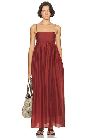 Matteau Empire Pintuck Bodice Dress in Maroc - Rust. Size 1 (also in 3). | FWRD 