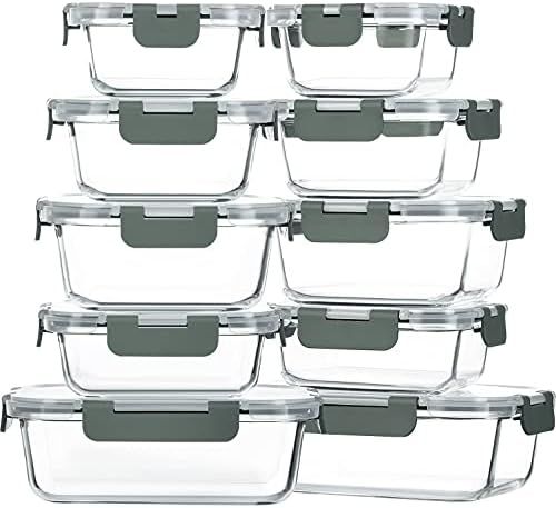 M MCIRCO 20 Pieces Glass Food Storage Container with Lids, Airtight Glass Lunch Bento Boxes, Leak... | Amazon (US)