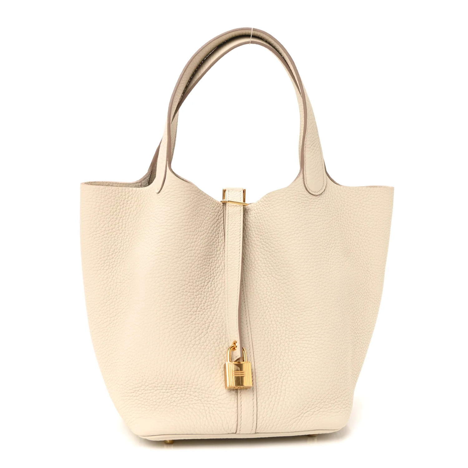Taurillon Clemence Picotin Lock 22 MM Beton | FASHIONPHILE (US)