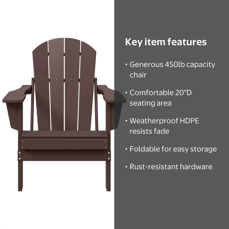 WestinTrends Malibu Outdoor Folding HDPE Adirondack Deck Chair - Patio & Outdoor Lounge, Weather\... | Walmart (US)