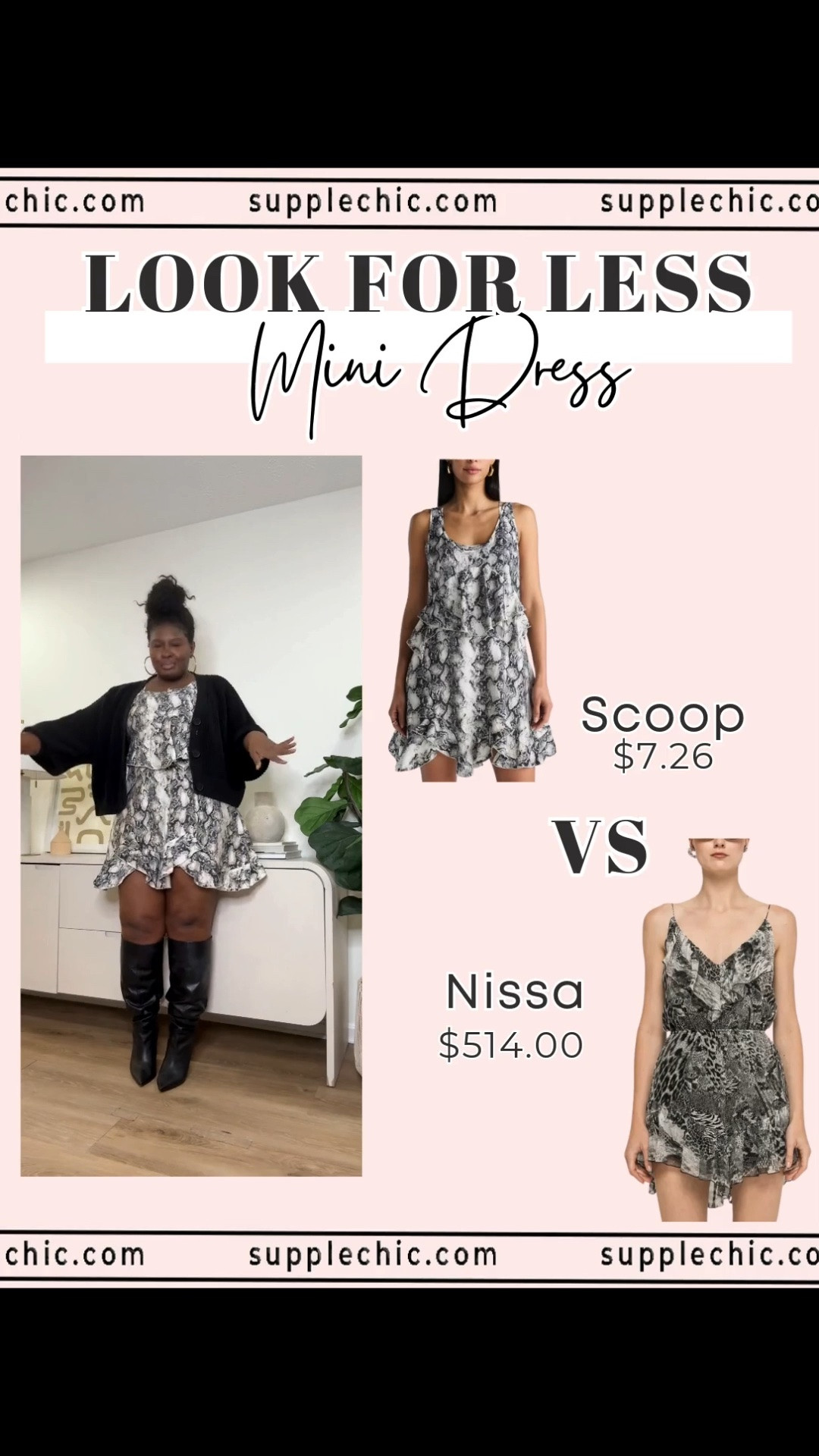 A similar style, a different price point. This snake print mini dress creates a polished outfit moment without needing a complicated styling routine. mini dress outfit ideas, designer look for less, affordable fashion finds, fall dress outfit, knee high boots outfit, budget friendly fashion

#LTKootd #LTKSeasonal #LTKMidsize