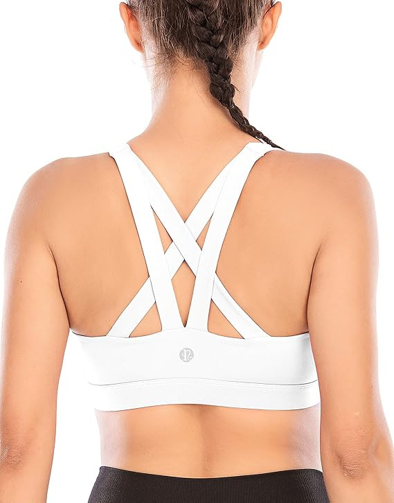 RUNNING GIRL Sports Bra for Women, Criss-Cross Back Padded Strappy Sports Bras Medium Support Yog... | Amazon (US)