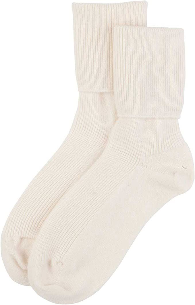 Jasmine Silk Ladies' Pure Cashmere Bed Socks in Ivory Made in Scotland, One Size | Amazon (UK)