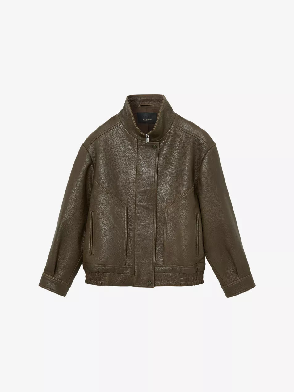 Kiara Oversized Leather Bomber Jacket | Selfridges