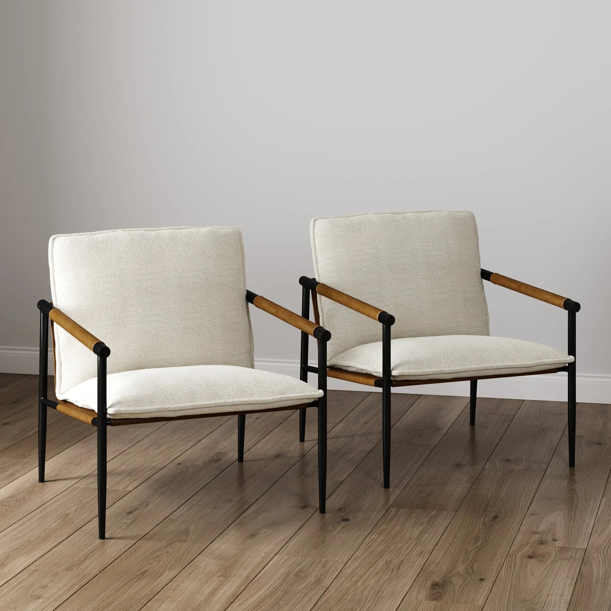 Boucle & Metal Accent Chairs Set of 2 | Nathan James